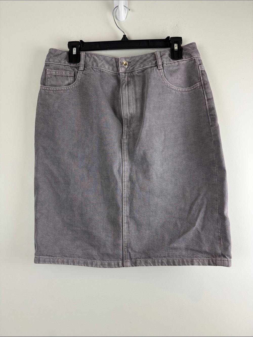 Frank and Oak Classic Straight Denim Skirt - Grey Size Medium